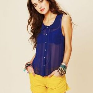 Free People Molly Solid Button Down Top